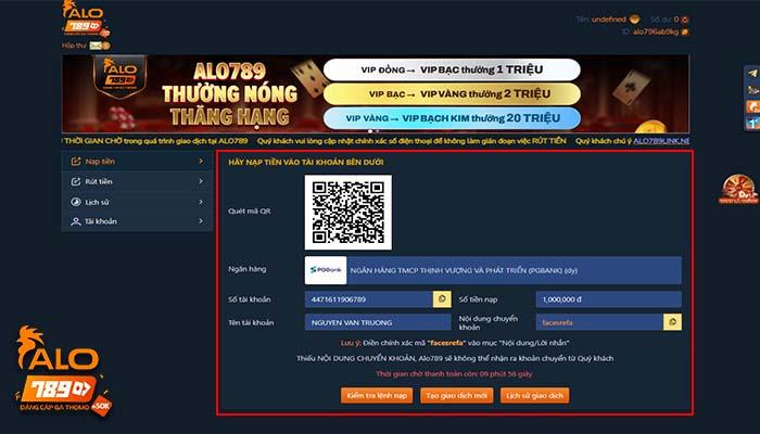 Chuyển tiền đến tài ngân hàng thụ hưởng mà ALO789 cung cấp Chuyển tiền đến tài ngân hàng thụ hưởng mà ALO789 cung cấp